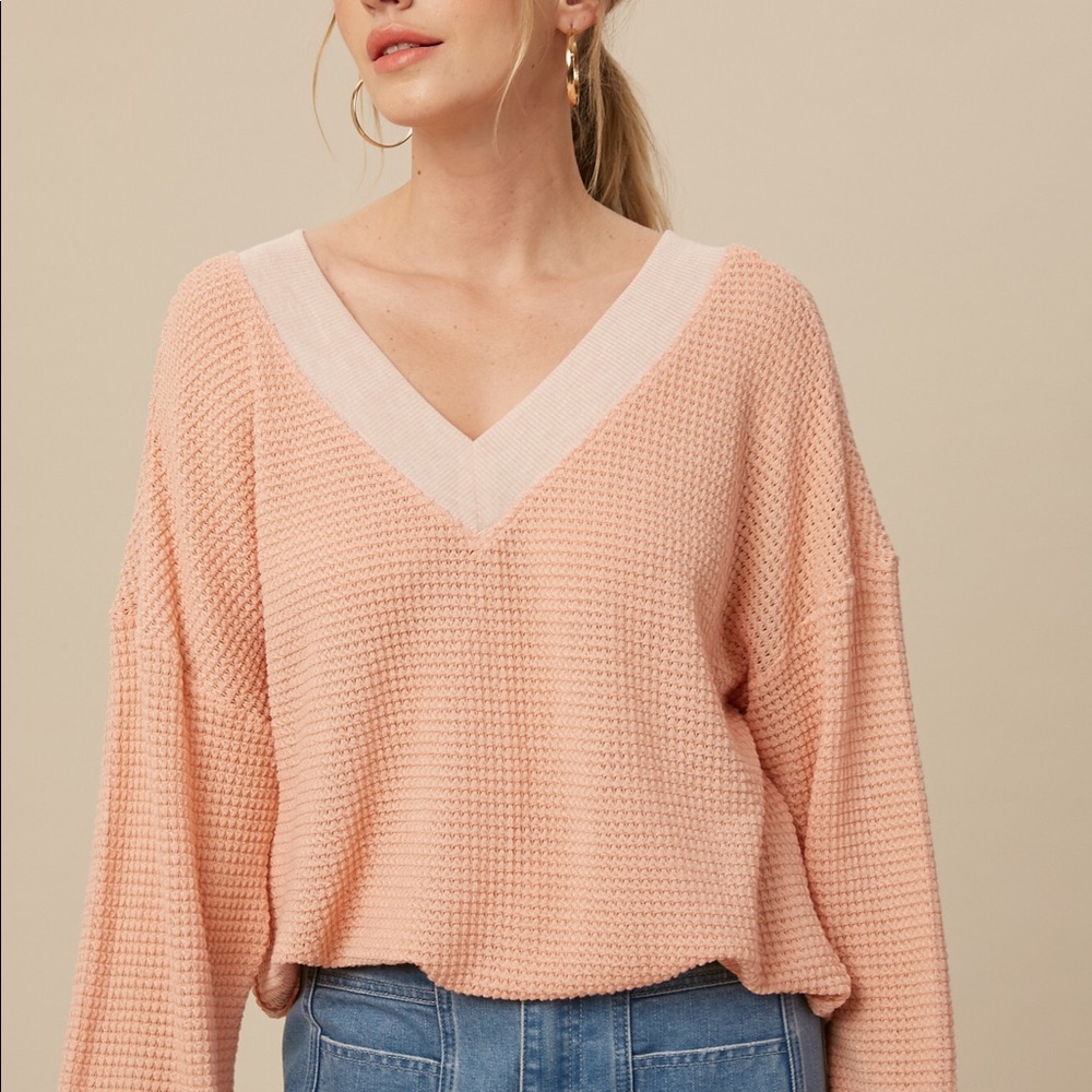 NWT Waffle Knit Pink Top